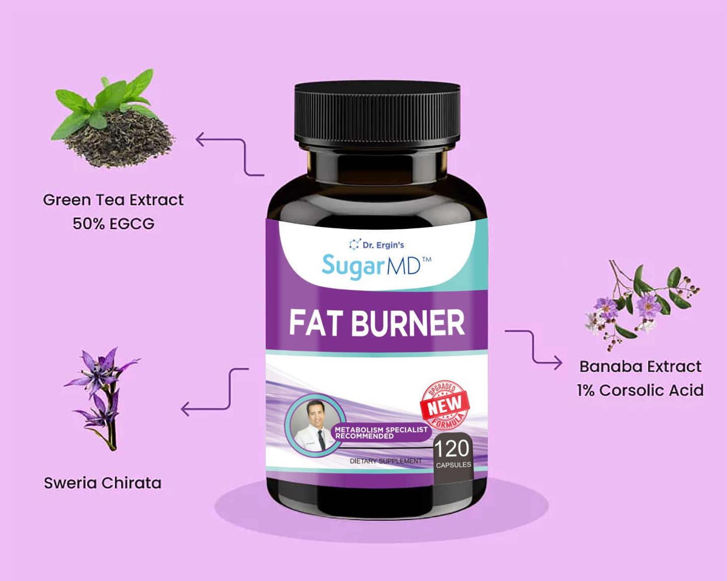 SugarMD Weight Loss Formula Fat Burner NEW FORMULA - 120 Capsules