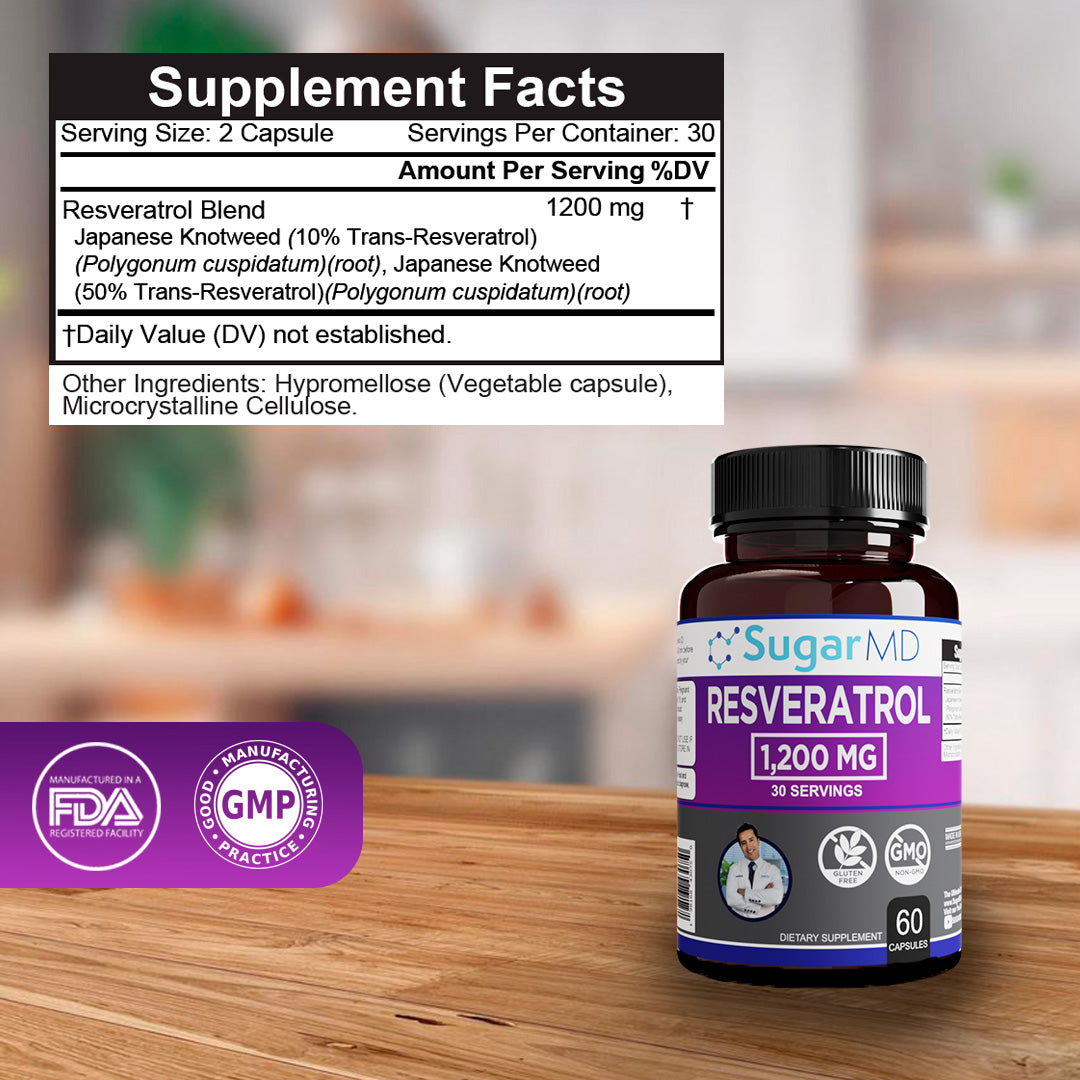 SugarMD Resveratrol 1200MG - 60 Capsules